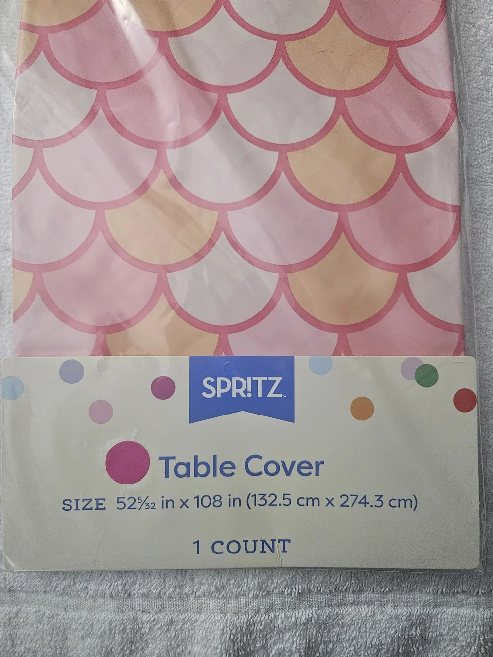 Spritz Pink & Peach Scalloped Design Plastic Table Cover - Mermaid Party Themed